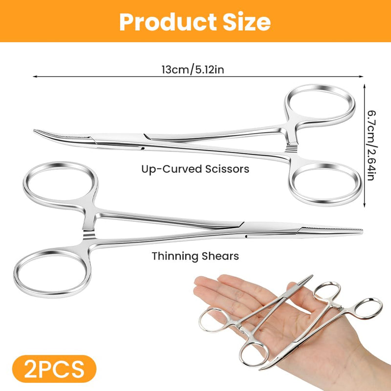 Aomig Pet Ear Clamp Hemostat Forceps 2PCS Ear Cleaning Straight & Curved Clamp Pet Groomers Scissor Stainless Steel Dog Cat Tweezers Professional Ear Hairs Tools Pet Grooming Ear Hair Puller 2pcs- Straight Forceps+curved Forceps