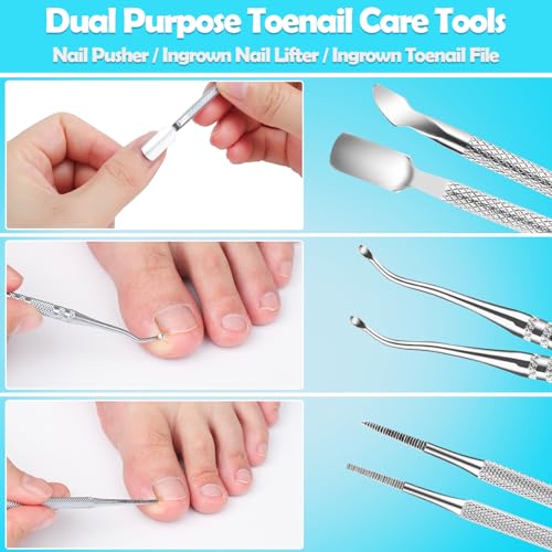 Modacraft 11-Piece Toenail Care Kit - Effective Ingrown Toenail Treatment with Toenail Clippers for Thick Toenails, Corrector & Other Pedicure Tools for Feet and Hand 11Pcs/set Ingrown Toenail Tools Kit