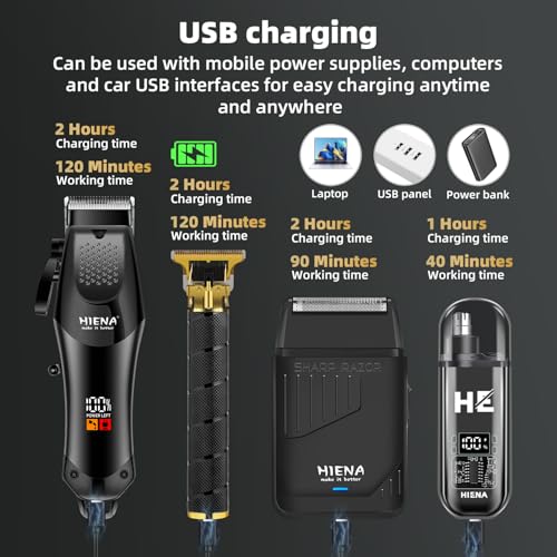 HIENA PRO Hair Clippers for Men, Barber Kit Trimmers for Men