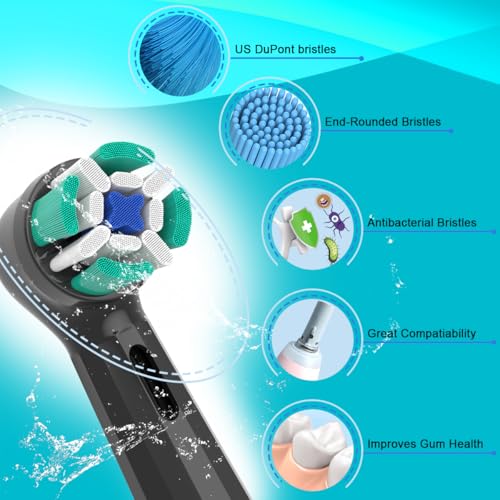 Replacement Heads Compatible with Oral B iO Electric Toothbrush, Soft Toothbrush Heads Fit for Oral-B iO 2/3/4/5/6/7/8/9/10 Series with Covers, White+Black 8pcs 8 Count (Pack of 1)