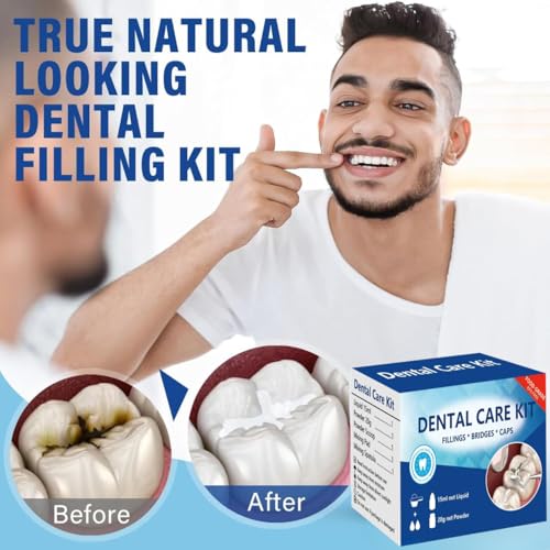 Tooth Repair Kit, Temporary Teeth Replacement Kit, Zinc Oxide Eugenol Cement Dental Kit for Broken Chipped Teeth, Missing Teeth, Crown Fillings & Bridges, Improving Smile 4 Pcs