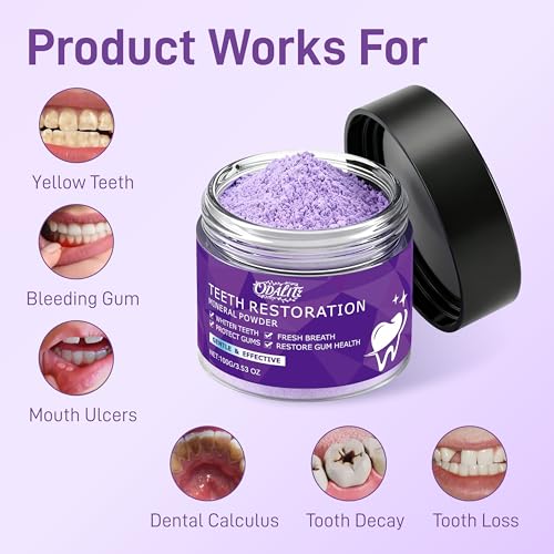 Teeth Restoration Mineral Powder,Teeth Whitening Mineral Tooth Powder,Effective in Strengthening Teeth and Gums, Dental Restoration, Fresh Breath for Daily Use 100g