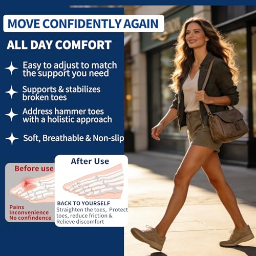 Hammer Toe Straightener, Adjustable Toe Splint with Removable Aluminum Support