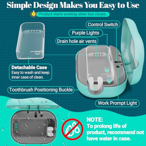 Toothbrush Case, RRZIOM Toothbrush Covers, Rechargeable Toothbrush Cleaner Holder Case, Travel Home Toothbrush Covers Cap for All Toothbrushes (Blue&Black)