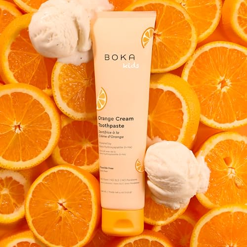 Boka Kids Toothpaste - Fluoride Free Nano Hydroxyapatite Toothpaste 4 Ounce (Pack of 3) F. Orange Cream, Watermelon Mint, Strawberry Mango