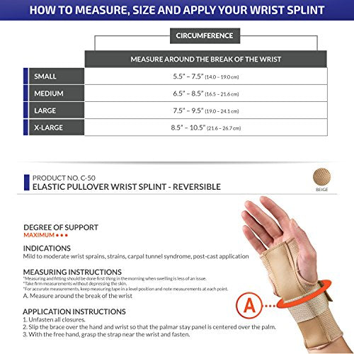 CHAMPION Wrist Splint Pullover Reversible Elastic Knit, Beige (Reversible), Small Beige (Reversible)