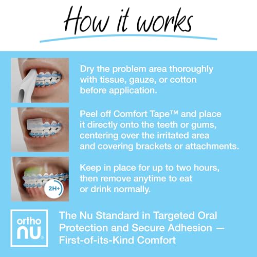 Comfort Tape, Instant Comfort and Relief for Oral Pain Caused by Braces, Aligners, Dentures and Dental Appliances, Up to 2 Hours of Relief for Orthodontic Pain
