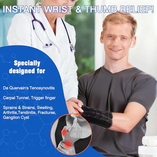 Wrist Brace with Thumb Support (Black, One Size, Right Hand)