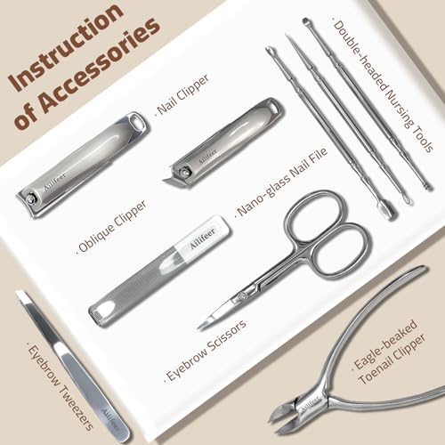 Manicure Kit, 9-in-1 Stainless Steel Professional large Nail Cutters Set Silver-9
