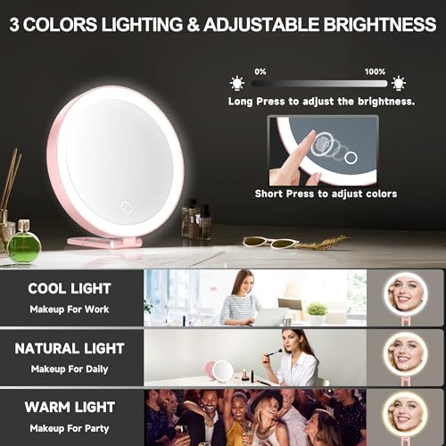 Mocado 30x Magnifying Mirror with Light, 6" Magnifying Mirror Suction Cup 30xmagnifying-rose Gold
