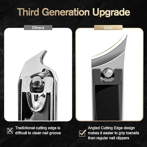 FERYES Ingrown Nail Clipper - Slant Curved Blade Nail Clipper for Thick Toenails and Ingrown Nails, Podiatrist Toenail Clippers for Seniors and Men Black Slanted Curved Blade