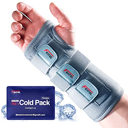 FEATOL Bundle of Carpal Tunnel Wrist Brace for Relieve and Treat Wrist Pain with Back Brace for Back Pain Relief, Herniated Disc, Sciatica