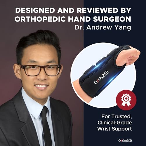 Carpal Tunnel Wrist Brace – Orthopedic Hand Surgeon Designed Wrist Splint for Sleeping & Daytime Support – Rigid Stabilizer (NOT a Soft Sleeve) for Tendonitis, Arthritis & Wrist Pain – OrthoMD (LEFT Wrist, Medium) Left Wrist Black