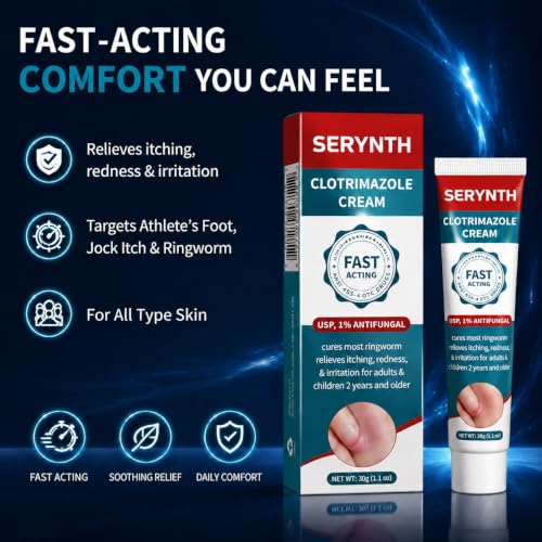 Antifungal Cream Clotrimazole 1%, Athlete's Foot & Ringworm Care, 30g