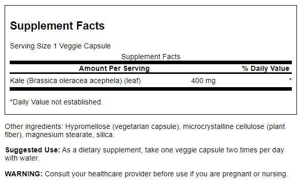 Swanson Full Spectrum Kale 400 mg, 60 Veg Capsules | A True Nutritional Powerhouse Now in Supplement Form, Part of the Brassica Family, Vegan and Vegetarian