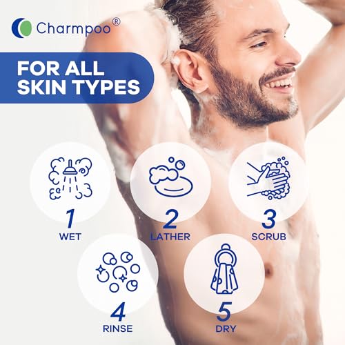 Charmpoo Antifungal Soap with Itch Relief: Effectively Relieve Itching Burning Cracking Caused by Jock Itch Athlete's Foot Ringworm Rashes - Gentle Acidified Bath Soap for Adults and Kids 4.5 oz