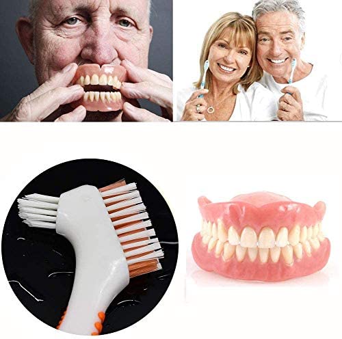 3 Pack Denture Cleaning Brush Set Hard Denture Toothbrush Portable Denture Toothbrush Cleaning Brush Double Sided Denture Brush for Denture Care - BeesActive Australia