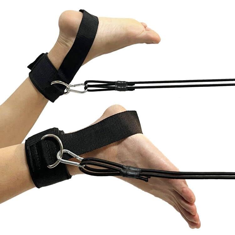 Swim Ankle Straps, Tether, Bungees Belt - Stationary Swimmer Training Leash for Smaller Pools - With 4 Bungee Rope, Metal Buckle