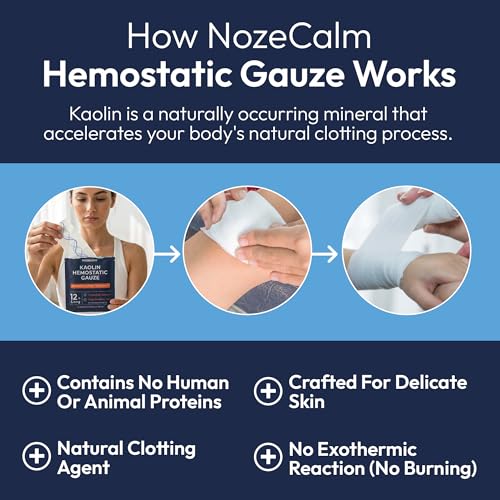 Kaolin Hemostatic Gauze, Sterile Clotting Bandage - 3 Inch x 12 ft Pack of 1