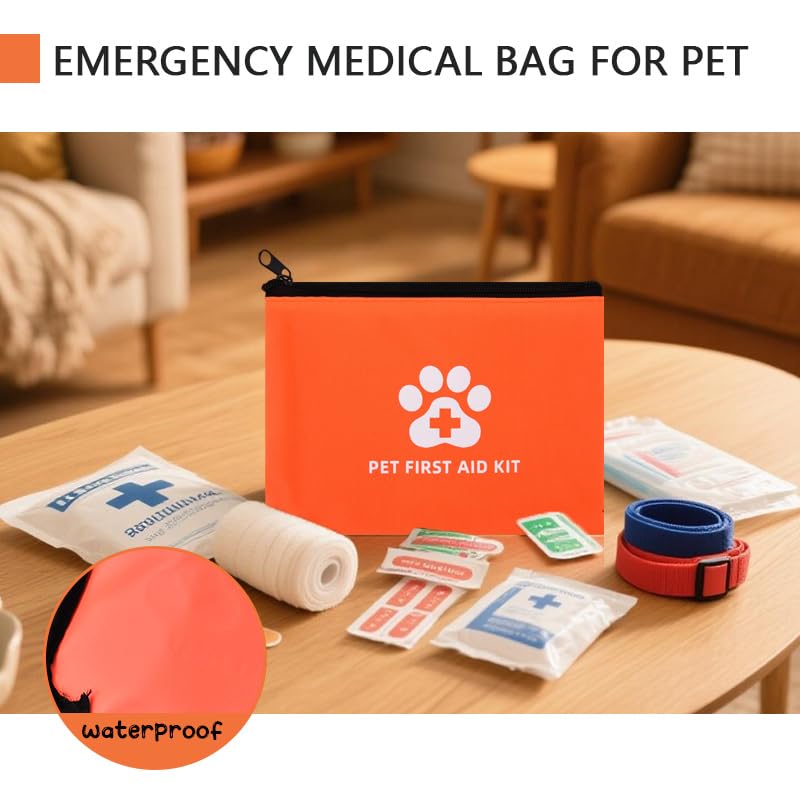 ShiQiao Spl Dog Cat First Aid Kit for Pet Owners Emergency Portable Pet Medical Pouch for Dogs Cats Medical Kit for Home Travel Animal Rescue Organiser Pouch