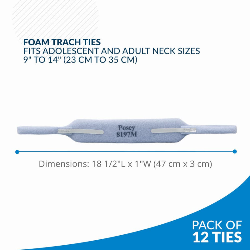 TIDI Posey Foam Trach Tie – Medium – 1 Package of 12 Ties – Tracheostomy Tube Holder – Home Care (8197M) Standard Trach Tie - BeesActive Australia