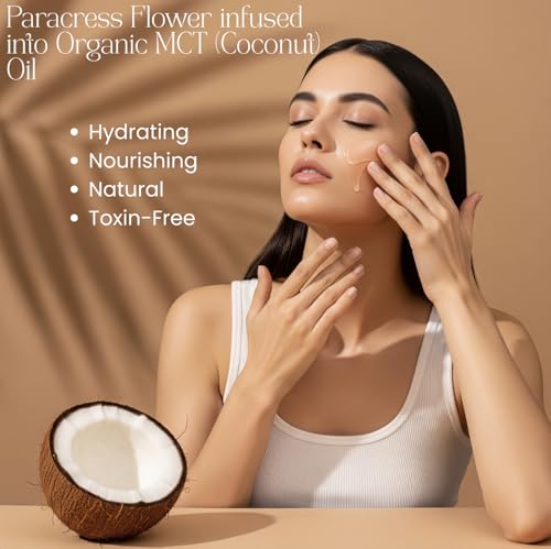 100% Organic Paracress Flower Spilanthes Facial Oil Serum for Face MCT Coconut Oil Infused with Paracress Spilanthes Acmella Oleracea Flowers for Anti-Aging Anti-Wrinkle Moisturizing Miracle 1 Fl Oz