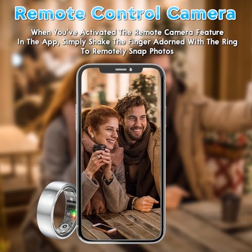 Smart Health Ring,Fitness Rings Tracker with Blood Pressure Monitor Heart Rate Blood Oxygen Sleep Monitor IP68 Waterproof Step Counter Calorie Tracker Health Rings for Women Men Android iOS Phones Silver 7
