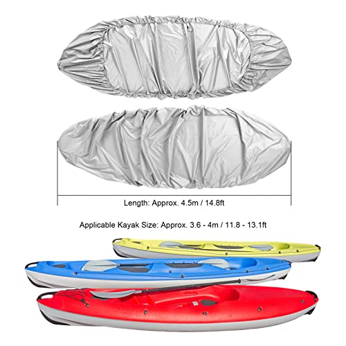Kayak Cover,4.5m/ 11.8-13.1ft Canoe Storage Dust Sunblock Cover with Sunblock for Fishing Boat Kayak Canoe Paddle Board(Gray)