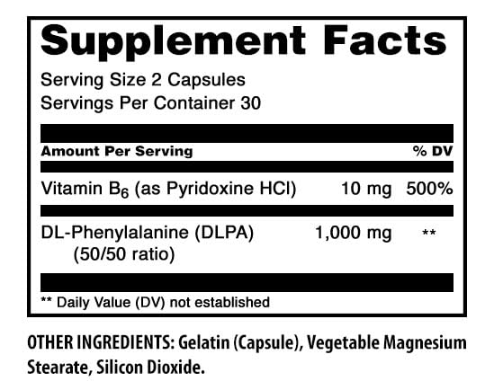 Amazing Formulas DLPA (DL-Phenylalanine) Supplement | 1000 Mg per Serving | 60 Capsules | Non-GMO | Gluten-Free | Made in USA Unflavored - 60 Count