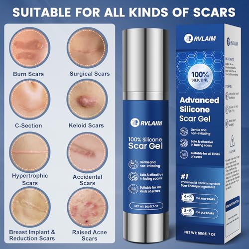 Rvlaim 100% Advanced Silicone Scar Gel for Old & New Scars,1.7oz/50ml