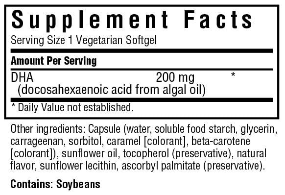 Bluebonnet Natural Omega-3 Vegetarian DHA Vegetarian Softgels, 200 mg, 60 Count ('743715009097) | Third-party tested for purity and potency; manufactured in the USA 60 Count (Pack of 1)