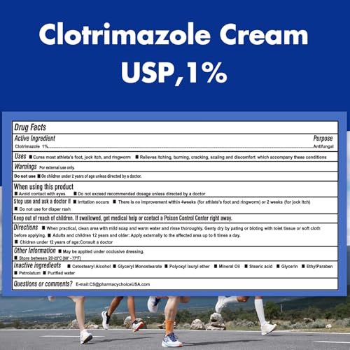 Clotrimazole Antifungal Cream 1% USP (1 oz), Anti Fungal Treatment, Relieves Itching, Burning, Cracking and Scaling Associated Athletes Foot 1 BOX