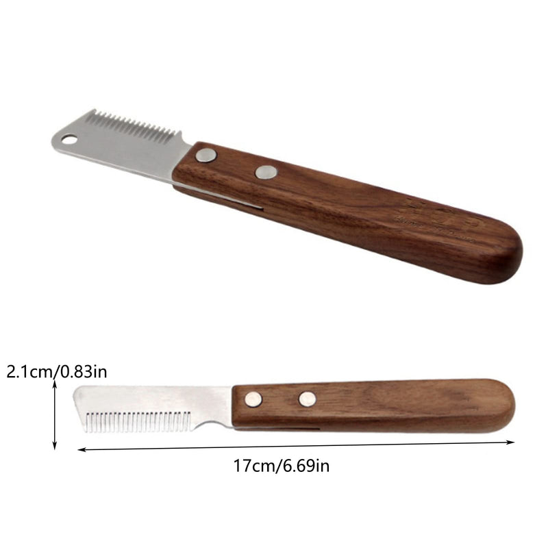 Vastsea Professional trimming knife, dog trimming knife with wooden handle, ergonomically shaped handle for right-handed use, applicable for pet grooming, most dogs - BeesActive Australia