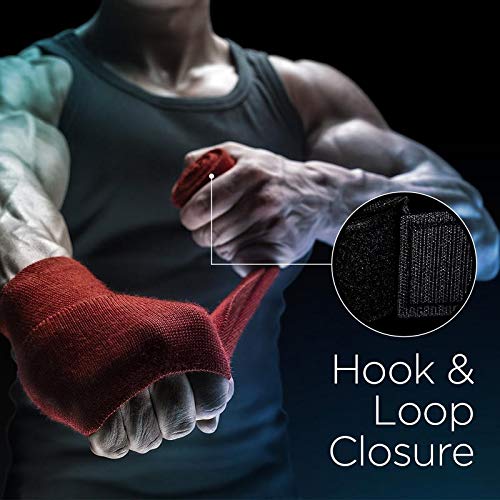 Pro Impact 180 Inch Mexican Style Boxing Hand Wraps – Stretchable Wrist & Knuckle Support for MMA, Muay Thai, Kickboxing, Heavy Bag & Combat Training – Men & Women Purple