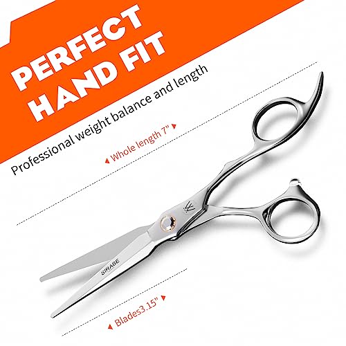 Sirabe HIGH-END Professional Hair Cutting Scissors Shears - Ultra Sharp Blades for Precise Cutting - Barber Shears Haircut Scissors 440C Stainless Steel for Salon Hairstyling & Home Hairdressing Silver