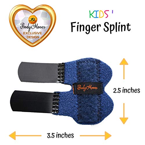 BodyMoves Finger Splint for Teens and little Pinky Trigger Finger Mallet Finger Broken Finger Post Operative Finger Brace stabilizer Tenosynovitis(Aqua Blue) Aqua Blue 2 pc