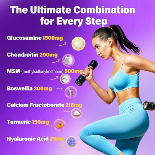 Glucosamine Chondroitin Gummies with MSM for Men & Women, No Sugar, 60 Cts 60 Count (Pack of 1)