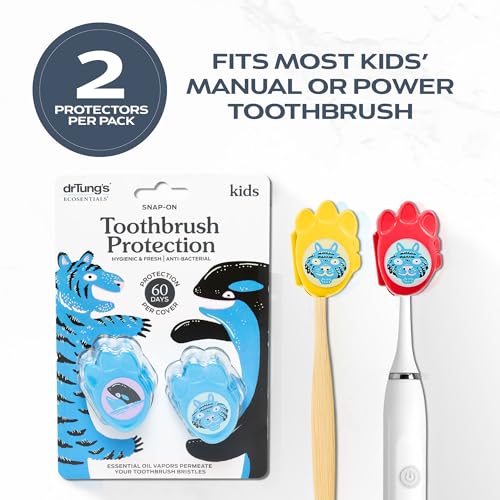 DrTung's Kids Snap-On Toothbrush Protection Head Cover Caps - 6 Pack