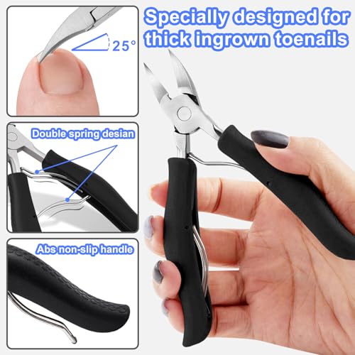 SOUTHMAN Toenail Clippers for Thick & Ingrown Nails Toenail Clippers Kits Stainless Steel Super Sharp Curved Blade Grooming Nail Tool for Man & Women Nail Clippers (9pcs) 9pcs