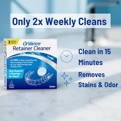 ORVANCE Retainer Cleaner Tablets (1 Year Supply) | Only 2 Cleanings Per Week Required | Removes Odors, Stains, Plaque for Invisalign, Mouth/Night Guards, and Removable Orthodontic Appliances 112 Tablets