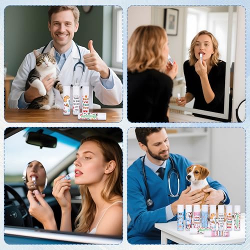 24 Pcs Vet Tech Gift Veterinary Appreciation Gifts Include Lip Balm Thank You Tag Organza Bag Veterinarian Week Gift for Veterinary Technologist Nurse Suitable Birthday Christmas Thanksgiving Gifts 24