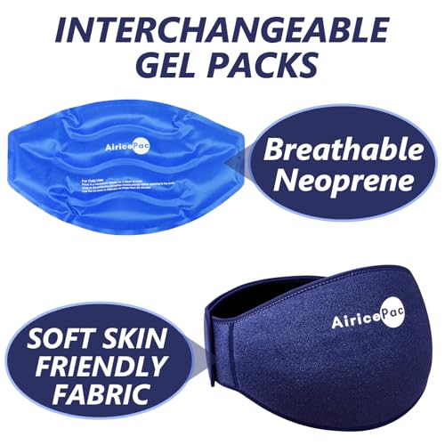 AiricePac Ice Pack for Back Pain Relief, Reusable Gel Lower Back Wrap, Cold Compress Therapy for Waist Lumbar Injuries, Sciatic Nerve, Herniated or Degenerative Disc, Coccyx, Tailbone Pain Blue BACK ICE PACK 1.0
