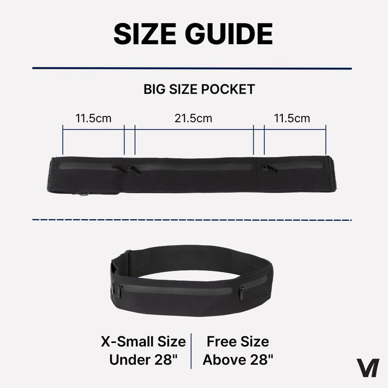 RNX Running Belt, Waist Belt bag, Waterproof Fanny Pack for Women & Men, Non-chafing Phone Holders for Running, Customizing Storage Space, 3 Pockets Flexibility, Running Gear, Black One Size
