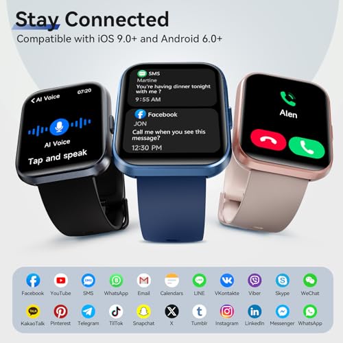 Smart Watches for Women Men, 1.85" Smart Watch for Android Phones/iPhones Midnight Blue