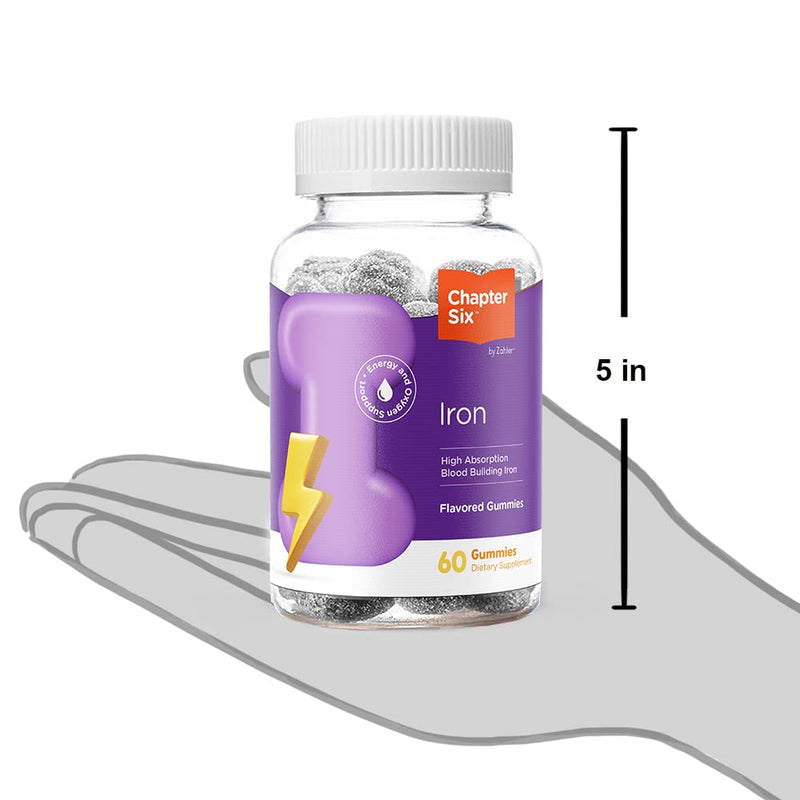 Zahler Chapter Six Iron Gummies, Iron Supplement with Vitamin C for Adults, Kosher, 60 Flavored Gummies (10MG)