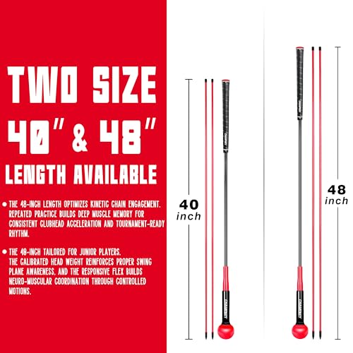 CHAMPKEY Professional Golf Swing Trainer with Customizable Size Grip - Come with 2 Golf Alignment Sticks - Choose Grip Size and Swing Training Aid Length Oversize （Grip Size） 40 Inches
