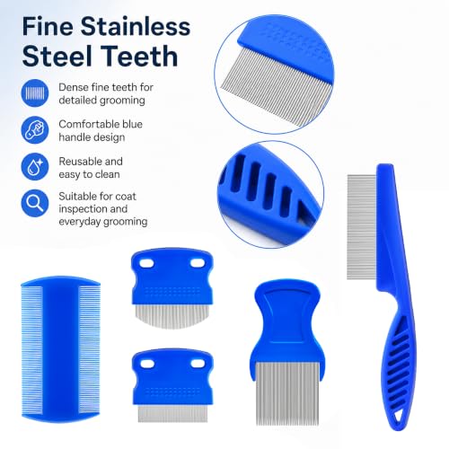 12 Pcs Flea Lice Comb & Tick Removal Tool,for Dogs, Cats