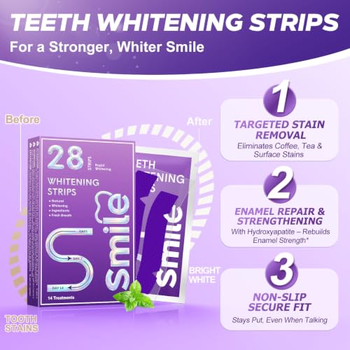 Purple Teeth Whitening Strips for Sensitive Teeth 28 Count Whitener Strips Upgraded Purple 1 Count (Pack of 28)