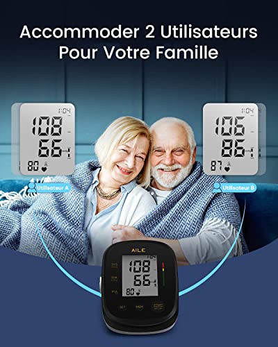 AILE FDA Cleared Blood Pressure Monitor - Home Monitoring 2x99 Memory Track Black