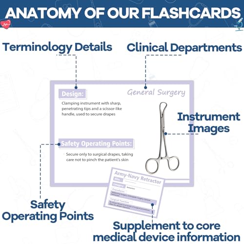 200Pcs Surgical Instruments Flashcards 13 Specialties CST & CRCST Prep for Technology Instrument Index Cards for Surgical Gift Accessory Technologists Exam Medical Student Operating Room Nurse